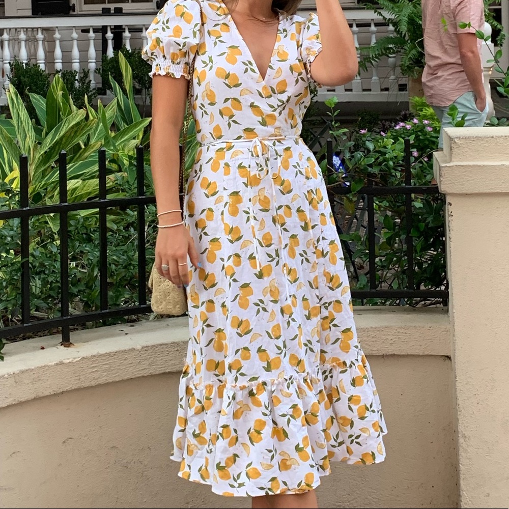 Reformation Veronika Lemon Midi Dress Size 4